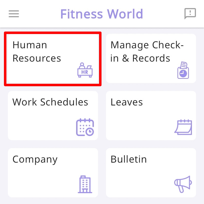 Step1: switch SwipePoint to the manager mode, and then click on Human Resources.
